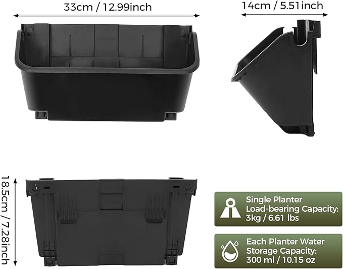 24 Pack Vertical Garden Planter,13 inch Wall Mounted Planter for Patio Indoor Outdoor Decor, Garden Self Watering Pot Balcony Plant Vegetable Fruit Herb Hanging Pocket Holder Flowerpot(Black)
