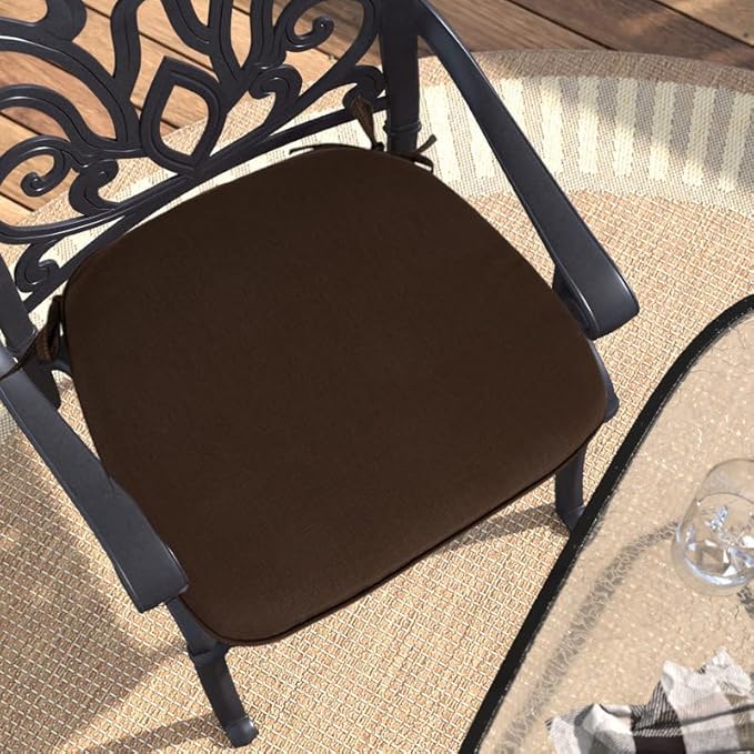 Outdoor Chair Cushions Set of 2,Patio Seat Cushion 17"x16"x2",U-Shaped Dining Chair Cushion 17 by 16 Inch,Water Resistant,Fade-Resistant Chair Pads for Kitchen Garden Furniture(Chocolate Brown)