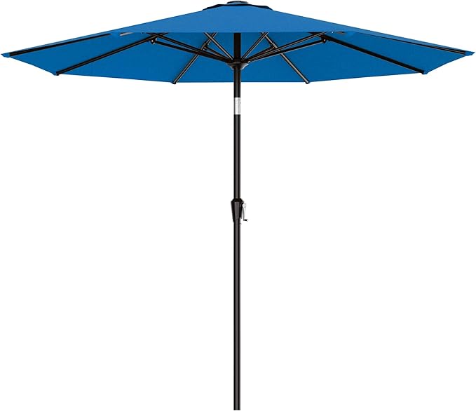AreShark 9 FT Patio Umbrella for Outdoor, Outdoor Table Umbrella with Push Button Tilt and Crank, Outdoor Patio Umbrellas with 8 Sturdy Ribs for Market, Garden, Pool (Royal Blue)