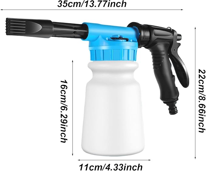 Foam Cannon - 1L Handheld Pressurized Sprayer, Garden Foaming Sprayer, Soap Washer Tool | Car Cleaning Hose Attachment, Automobile Detailing Accessory, Use for Home Driveway Garage Washing