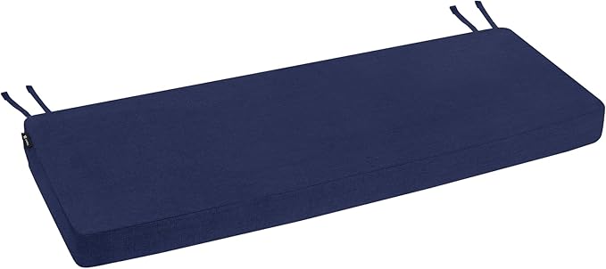 Favoyard Outdoor Bench Cushion 48 x 16 Inch Rainproof Patio Furniture Cushions 3-Year Color Fastness Garden Settee Porch Pads with Ties, Blue