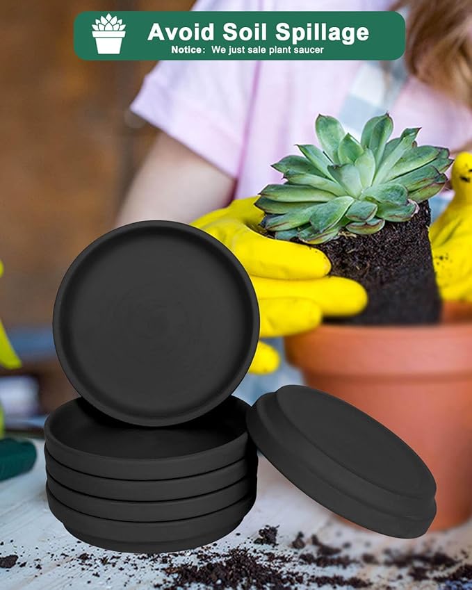 vensovo 3 Inch Black Terracotta Plant Saucer Pots Tray - 12 pcs Mini Planter Saucers for Indoor & Outdoor Plants, Small Clay Trays Perfect for 2 Inch 2.5Inch Flower Pot