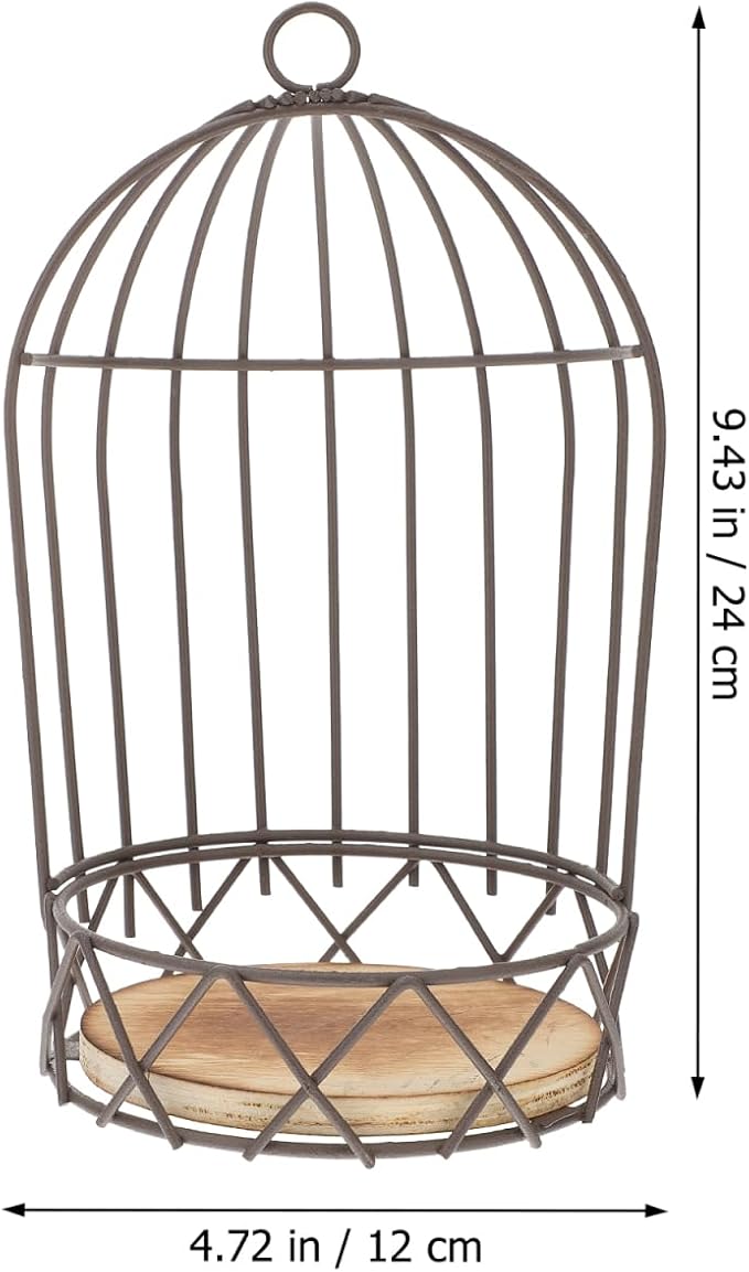 PRETYZOOM Decorative Birdcage Flower Stand Vintage Style Hanging Bird Cage Candle Holder Mini Succulent Planter for Home D Cor and Festival Table Centerpiece 4.7X4.7X9.4 Inches