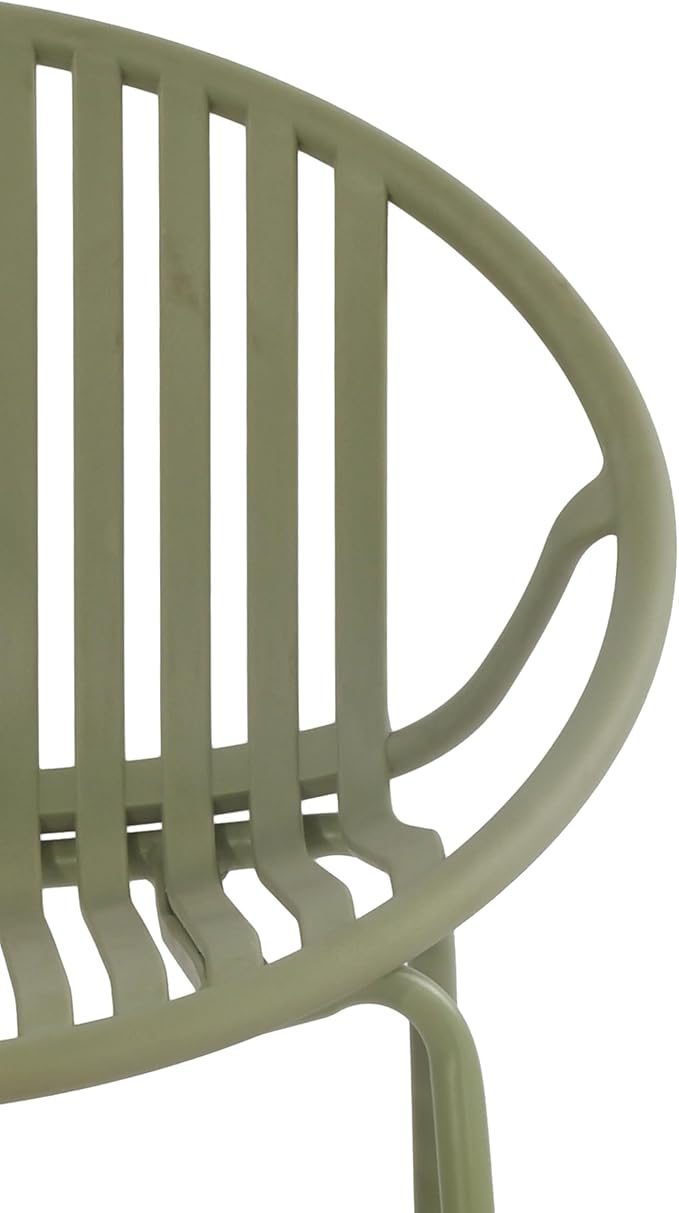 Christopher Knight Home Set of 2 Tita Modern Patio Outdoor Dining Chairs, Stacking Chair, Outside Dinner,Garden/Balcony/Poolside Stackable Accent Chairs,Metal Legs,Plastic Cutout Backrest, Green