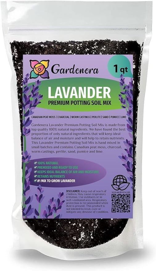 Gardenera Lavender Potting Soil - Ensure The Health and Success of Your Lavender Plants - 1 Quart