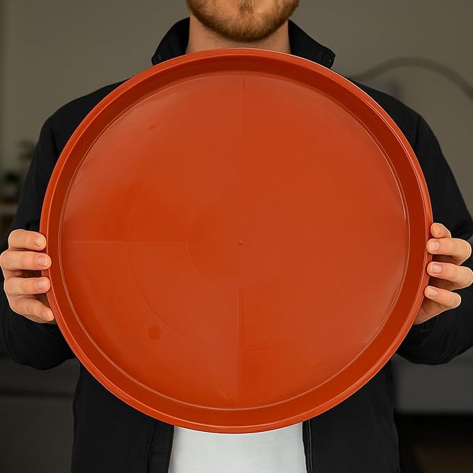 10 Pack Plant Saucer 20 Inches Plant Trays for Pots Plastic Round Drip Trays Flower Pot Saucers Black Planter Water Tray Plant Drainage Tray, Red