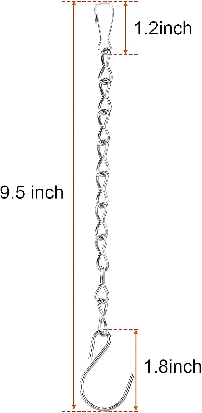 Outus 4 Pack 9.5 Inch White Hanging Chain for Bird Feeders, Planters, Lanterns, Wind Chimes, Decorative Ornaments and Birdbaths Basket Extender Chain Outdoor Indoor