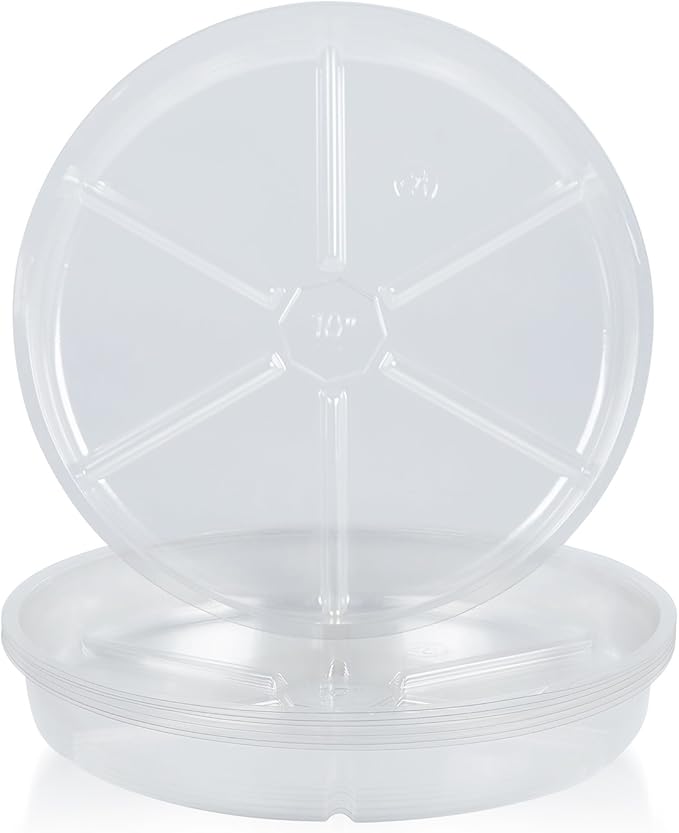 Idyllize 10 Piece of 12 inch Clear Plastic Plant Saucer Drip Trays for pots (12")