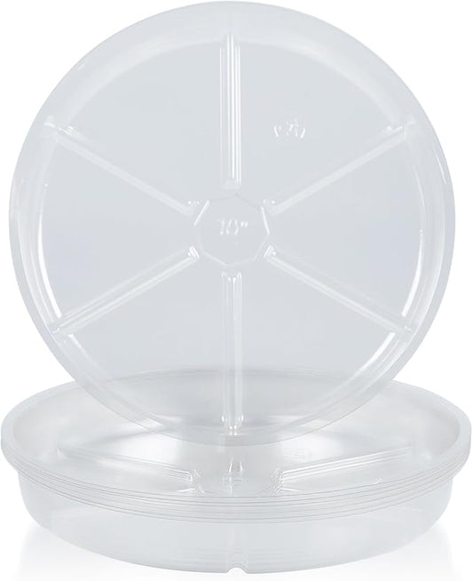 Idyllize 10 Pieces of 10 inch Clear Plastic Plant Saucer Drip Trays for pots (10")