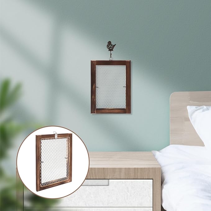 Wall Mounted Fern Hanging Board with Wire Mesh Frame Air Plant Holder Indoor Outdoor Vertical Planter for Space-Saving Garden Decor