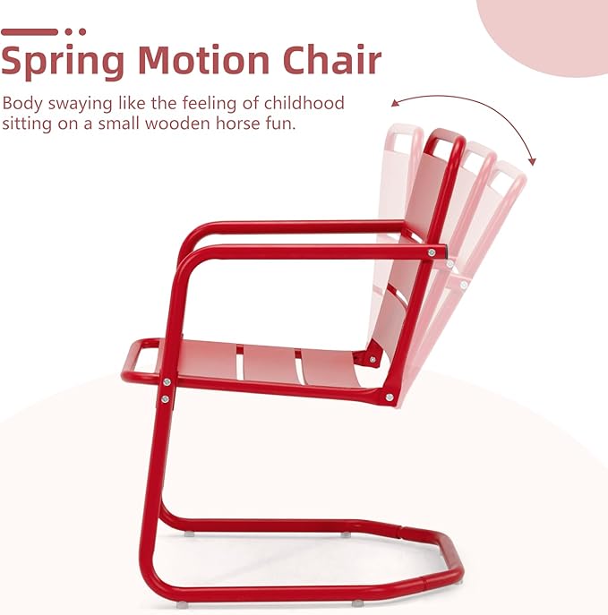 MELLCOM Patio Chairs Set of 2, Small Patio Furniture Set - 2 C-Spring Metal Chairs, Outdoor Bistro Set for Balcony, Front Porch, Poolside, Garden, Deck, Red
