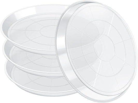 4 Pack Clear Plant Saucer 20 Inch, Durable Plant Drip Trays Saucers for Pots, No Holes Water Catcher Trays for Indoor Outdoor Planter, Sturdy Base Plate(20", Clear)