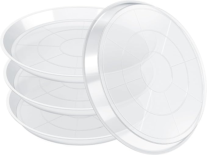 4 Pack Clear Plant Saucer, Durable Plant Drip Trays Saucers for Pots, No Holes Water Catcher Trays for Indoor Outdoor Planter, Sturdy Base Plate (18", Clear)