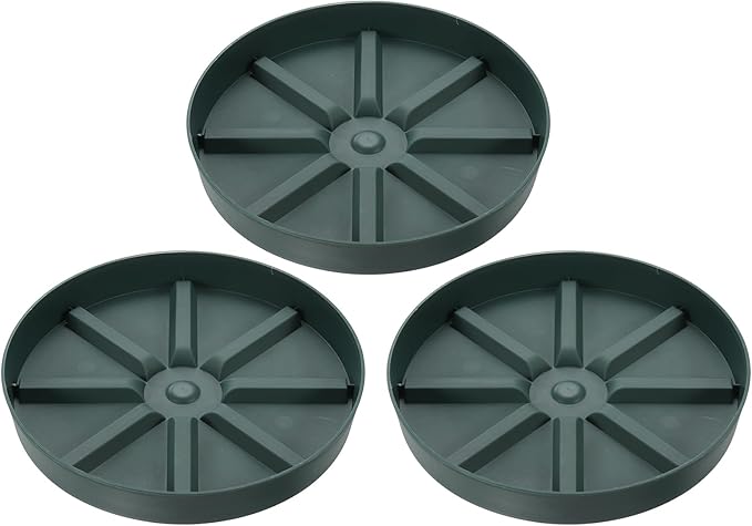PATIKIL Plant Pot Saucers 9 Inch, 3 Pack Plastic Round Plant Pot Thicker Flower Drip Tray for Indoor Outdoor, Green
