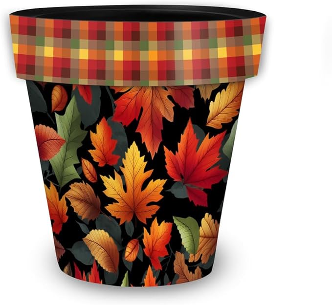 Briarwood Lane Fall Planter 8.5" x 8.5" x 8.5" Autumn Color Leaves Small for Fall Planter
