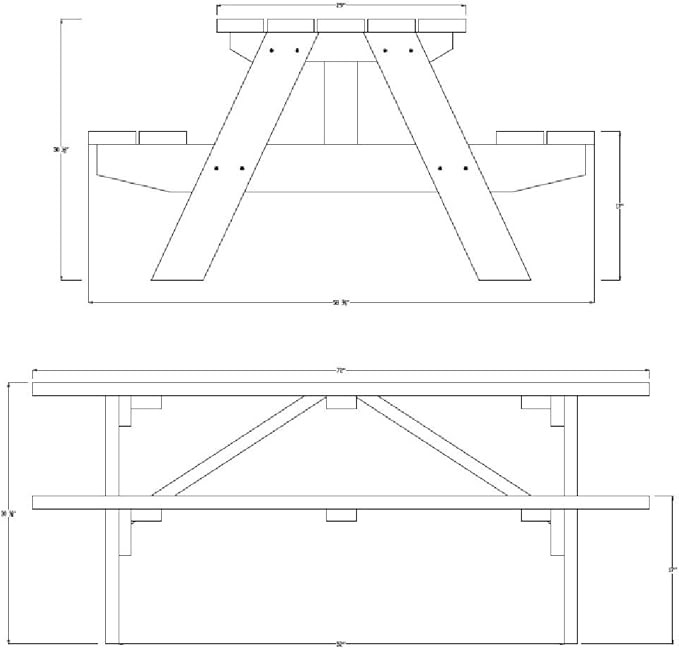 Picnic Table with Benches Plans - Build Your Own Outdoor Patio Garden Furniture