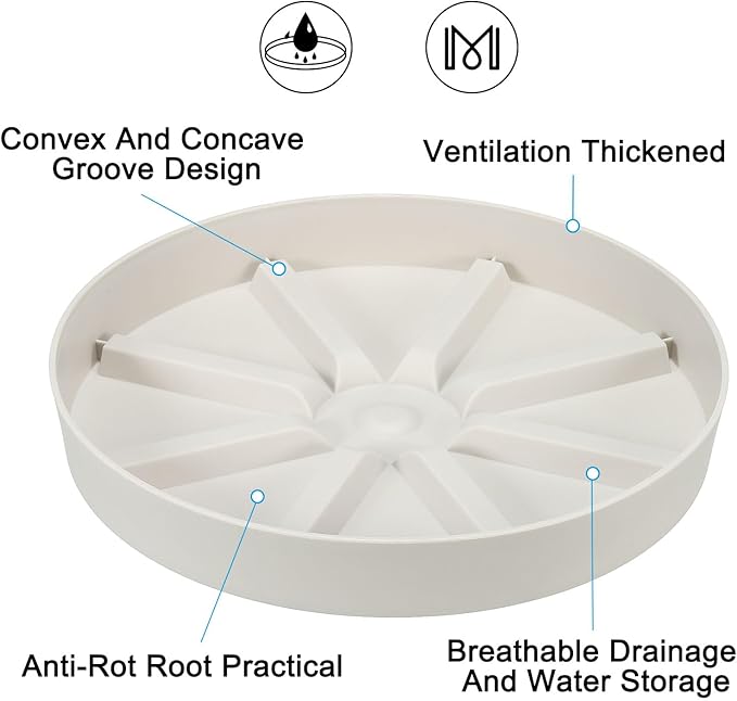 PATIKIL 9 Inch Plant Saucers Tray, 2Pcs Durable Plastic Round Flower Pot Drip Tray Thicker Anti-Rot Root for Indoors Outdoors Home Garden, Beige