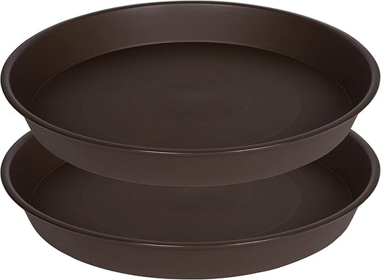 2 Pack of 18 19 inch Tray, Large Plant Saucer, Bird Baths Tray, Deep Durable Bird Bath Bowls only, Birdbaths for The Garden, Flower Pot Saucers Round (Chocolate Brown)