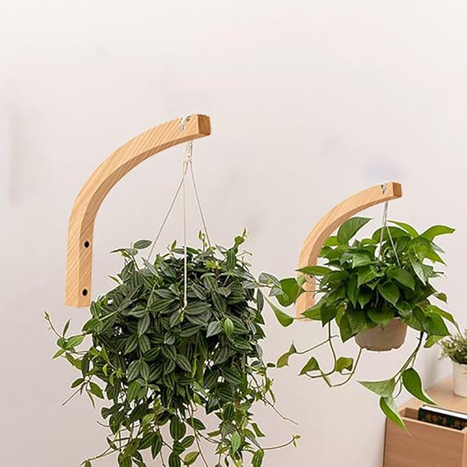 Kaxich 2 Pack Hanging Plant Hook, Wooden Wall Hooks Plant Hangers Indoor for Plants, Lanterns, Pot, Wind Chimes, Planter and Hanging Baskets