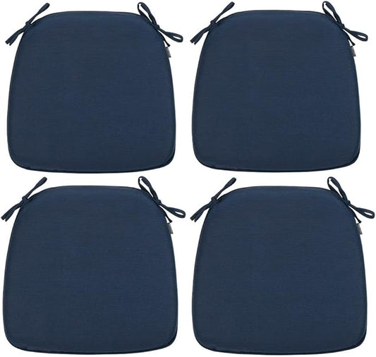 Magpie Fabrics Outdoor/Indoor 17"x16"x2" Chair Cushions with Ties Set of 4, Waterproof All Weather U-Shape Seat Pads Decoration for Patio Garden Furniture Home Office (Navy)