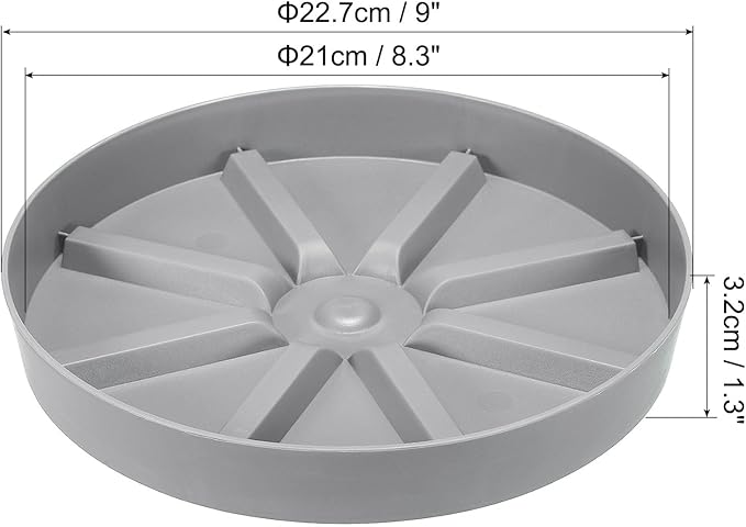 PATIKIL 9 Inch Plant Saucers Tray, 2Pcs Durable Plastic Round Flower Pot Drip Tray Thicker Anti-Rot Root for Indoors Outdoors Home Garden, Grey