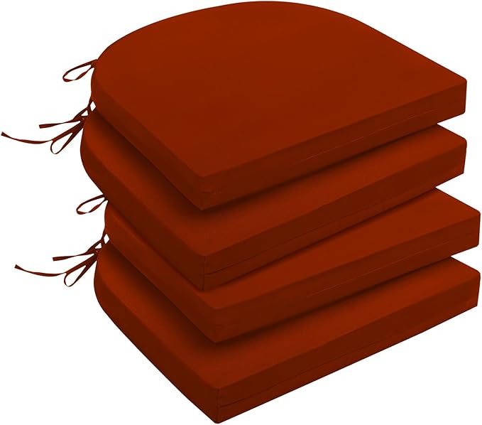 downluxe Outdoor Chair Cushions Set of 4 for Patio Furniture, Water-Resistant Patio Chair Cushions with Ties, High Density Foam Outdoor Seat Cushion, 17" X 16" X 2", Brick Red Visit The Store