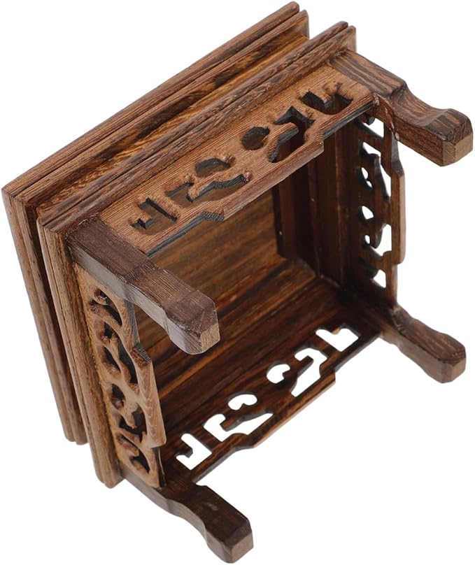 HANABASS Chicken Wenge Wood Plant Stand 4.33X4.33X2.95 Inch Wooden Base Riser Holder for Indoor Outdoor Potted Plants Bonsai Mini Trees Garden Patio Display
