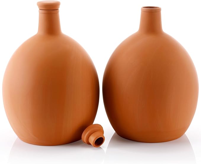 2 Pcs Large Terracotta Watering Pots 118 oz Ollas Self-Watering Pots Terracotta Watering Globes with Lid Plant Irrigation System for Indoor Outdoor Plants Raised Beds Garden