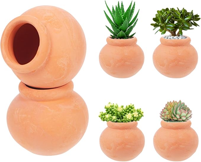 Yardwe Mini Terracotta Flower Pots, 6-Pack Small Clay Succulent Planters for Indoor Plants Desktop Garden Decor 3.2X2.2X2.2 Inches