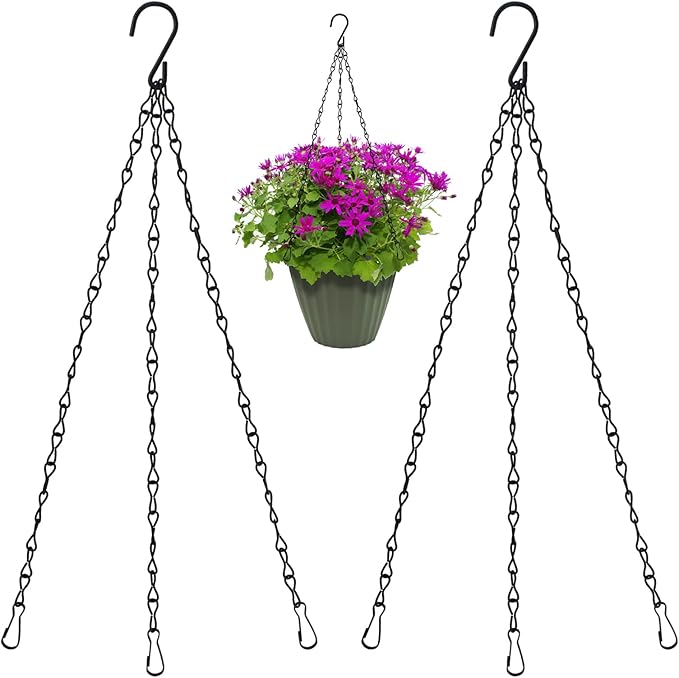 3Pcs 16" Black Hanging Chains for Basket Hanger Planters Holder, Indoor Outdoor Planting Ferns, Herbs, Succulent, Hanging Artificial Flowers, Lanterns, Bird Feeders, Flower Pot