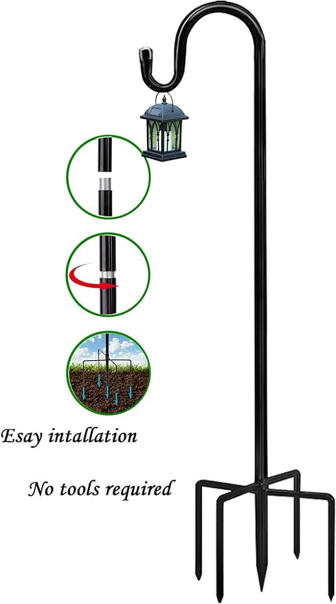 Bird Feeders Pole,Shepherds Hooks for Outdoor 1 Pack 60 Inch Bird Feeders for Outdoors with 5 Prongs Base Hanging Planters for Outdoor