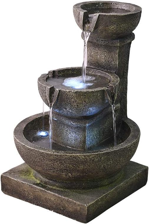 PeterIvan Outdoor Waterfall Fountain - Relaxing Soothing Garden Fountains Outdoor, Fountain Patio Outdoor for The Garden&Patio with LED Lights and Charming Outdoor Water Feature Bronzy