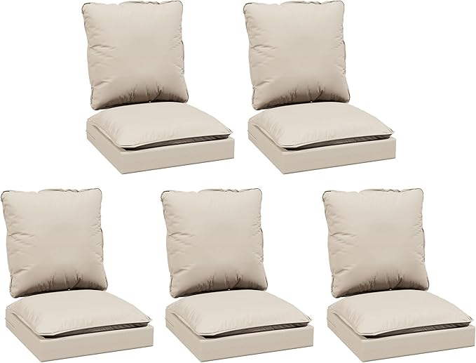 Joyside Outdoor Chair Cushions Set, 24x24 Inch Smile Patio Furniture Cushions, 6’’ Thick, Double-Layer, Water Resistant & Fade Resistant, Outdoor Replacement Cushions for Seat and Sofa