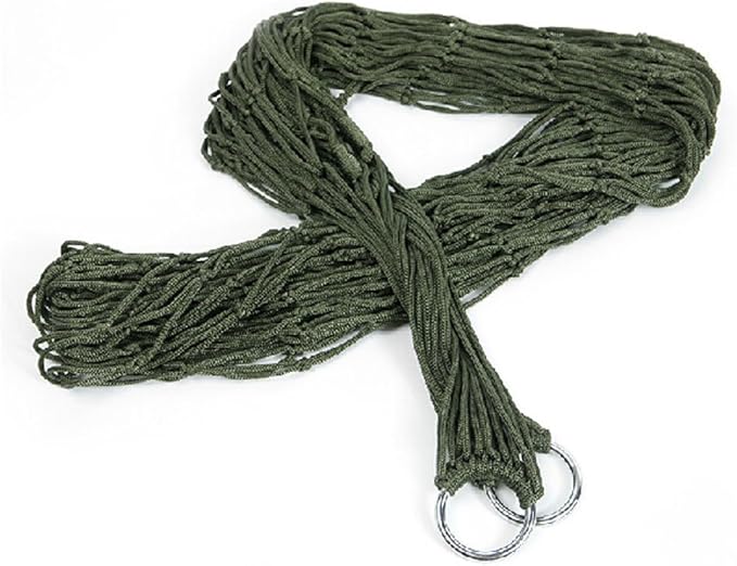 Easyinsmile Travel Hammock,Camping Hammock, Outdoor Sport Hammock Army Green Net Mesh Nylon Sleeping Bed with Hooks for Garden Beach Camping Hunting Hiking Traveling (Green)