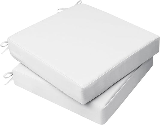AAAAAcessories Outdoor Seat Cushions for Chairs, Waterproof, Fade-Resistant, 22" x 22" x 3", Patio Furniture Replacement Cushions, Set of 2, Creamy White