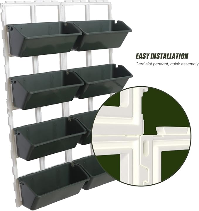 Vertical Garden Planter Wall Mounted Planter with 8 Pockets, Fence Planters for Outdoor, Home, Balcony Decor, Plant Vegetable Fruit Herb, Green Hanging Fence Planter