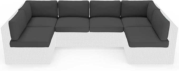 Oakcloud Oakmont Outdoor Replacement Cushions for Patio Conversation Set, Water-Resistant Cushion for Patio Furniture, 14-Piece Cushions for 6-seat Outdoor Sectional Sofa (Dark Grey)