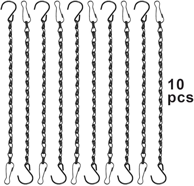 10 Pack Black Hanging Chains for Planters，Lanterns，Bird Feeders，Billboards，Plant Baskets etc， Length 9.5 Inch，Outdoor Indoor Use