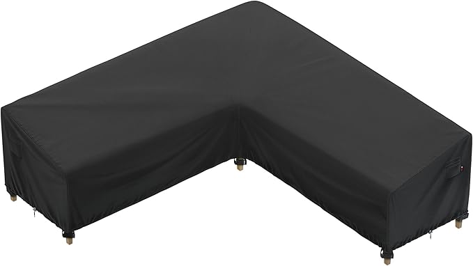 iBirdie Outdoor Sectional Cover fit 130" x 130", 128" x 128", 126" x 126" L-Shaped Patio Sofa, Waterproof Weatherproof 600D Heavy Duty Garden Furniture Cover for Outside L Shape Couch