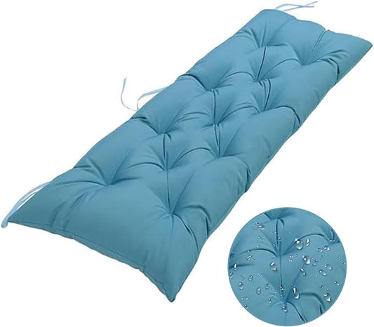 1 Pcs Outdoor Bench Cushions, Waterproof Tufted Overstuffed U-Shaped Bench Cushion Thicken Porch Swing Cushions with Ties for Swing Loveseat Patio Funiture, 40" x 20", Teal