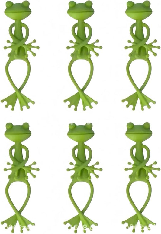 6 pcs frog Plant Stand , green animal shaped support frame ,small potted plant holder , garden decoration for indoor and outdoor use , pot fixing clamp for up right plant growth