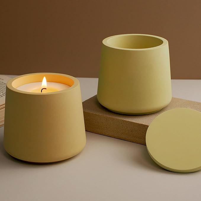 Storage Box with Lids Candle Jar Molds Set, Creative Silicone Candle Vessels Pot Molds, Concrete Round Stripe with Cover Bottle Making Moulds for Storage Candle Holder (O)