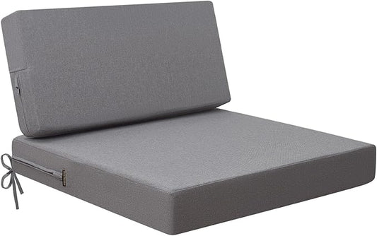idee-home Outdoor Cushions for Patio Furniture, Outdoor Seat Cushion, Waterproof Couch Hampton Bay Deep Seat Replacement Chair Cushions for Garden Lawn Deck Backyard, 26.5 x 26.5 Grey