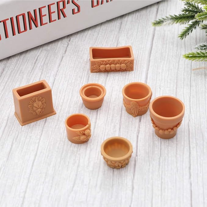7 Pcs Miniature Flower Pots, Tiny Resin Terracotta-Style Pots for Dollhouse, Fairy Garden, Microlandscape Crafts, DIY Mini Garden & Model Displays