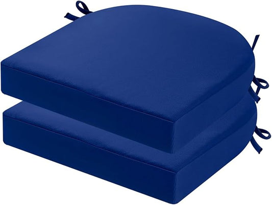 idee-home Outdoor Chair Cushions Set of 2, Thick 19" x 19" x 2" Outdoor Seat Cushions Patio Furniture Waterproof with Ties, Dining Pads