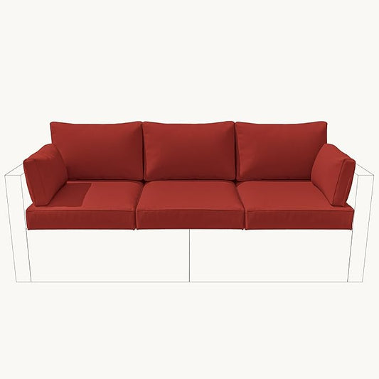 8-Piece Outdoor Cushions for Patio Furniture Thick Outdoor Chair Cushions Resilient Foam Waterproof Deep Seat Cushion Replacement for 3-Seat Sectional Sets Liner&Cover Terra Red