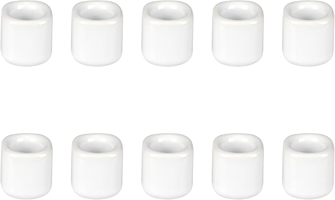 Mega Candles 10 pcs White 1/2 Inch Diameter Ceramic Chime Ritual Spell Candle Holders, Great for Casting Chimes, Meditation, Rituals, Spells, Vigil, Witchcraft, Wiccan Supplies