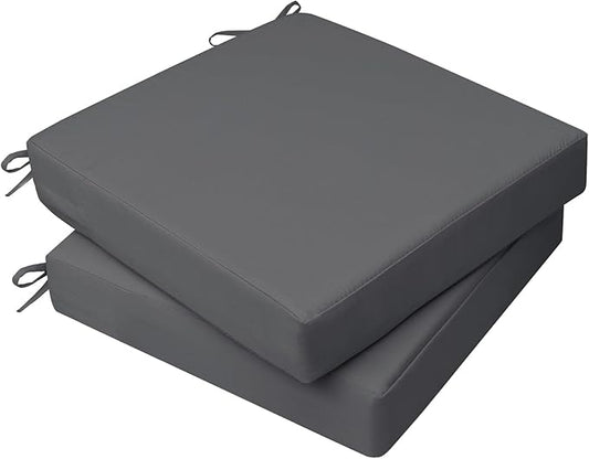 AAAAAcessories Outdoor Seat Cushions for Chairs, Waterproof, Fade-Resistant, 20" x 18" x 3", Patio Furniture Replacement Cushions, Set of 2, Dark Gray
