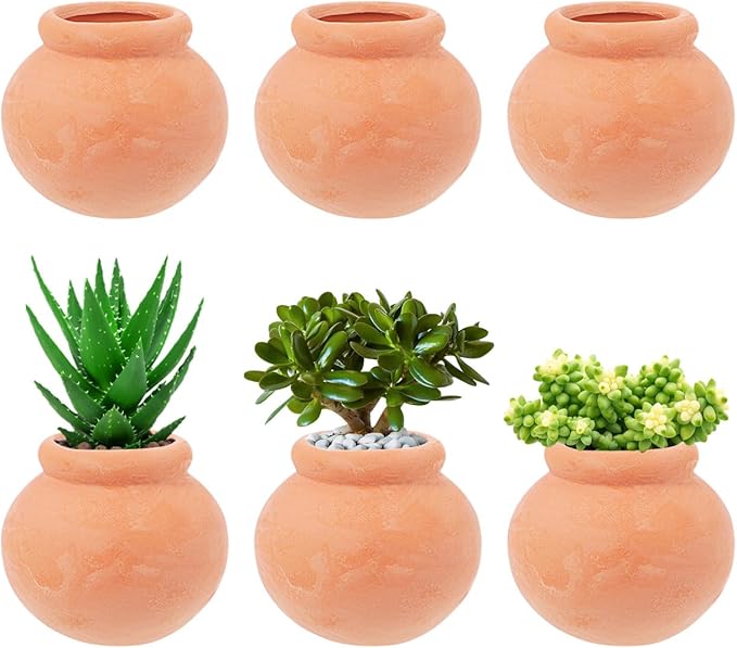 6pcs Tiny Terracotta Pots Flower Garden Pots Succulent Nursery Pot Mini Pots for Plants Succulent Pot Small Pots Small Containers Mini Plant Nursery Pots Wedding Clay Bride Planter