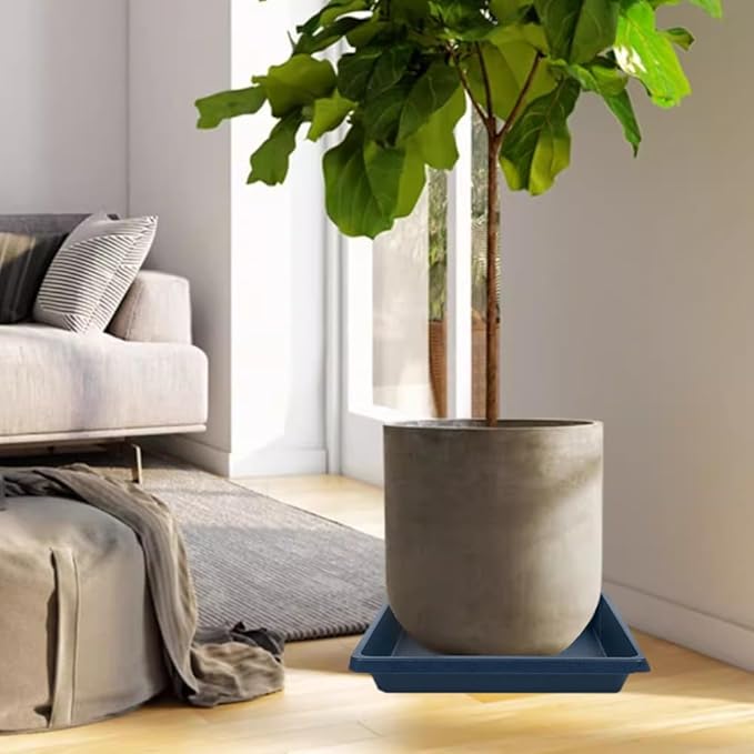 Square Plant Saucer 10 Inch 4 Pack, Plant Drip Trays and Flower Pot Saucers，Doubles Plant Water Catcher Tray, Plant Trays for Indoors No Holes, Plant Drainage Tray Saucers for Potted Plants
